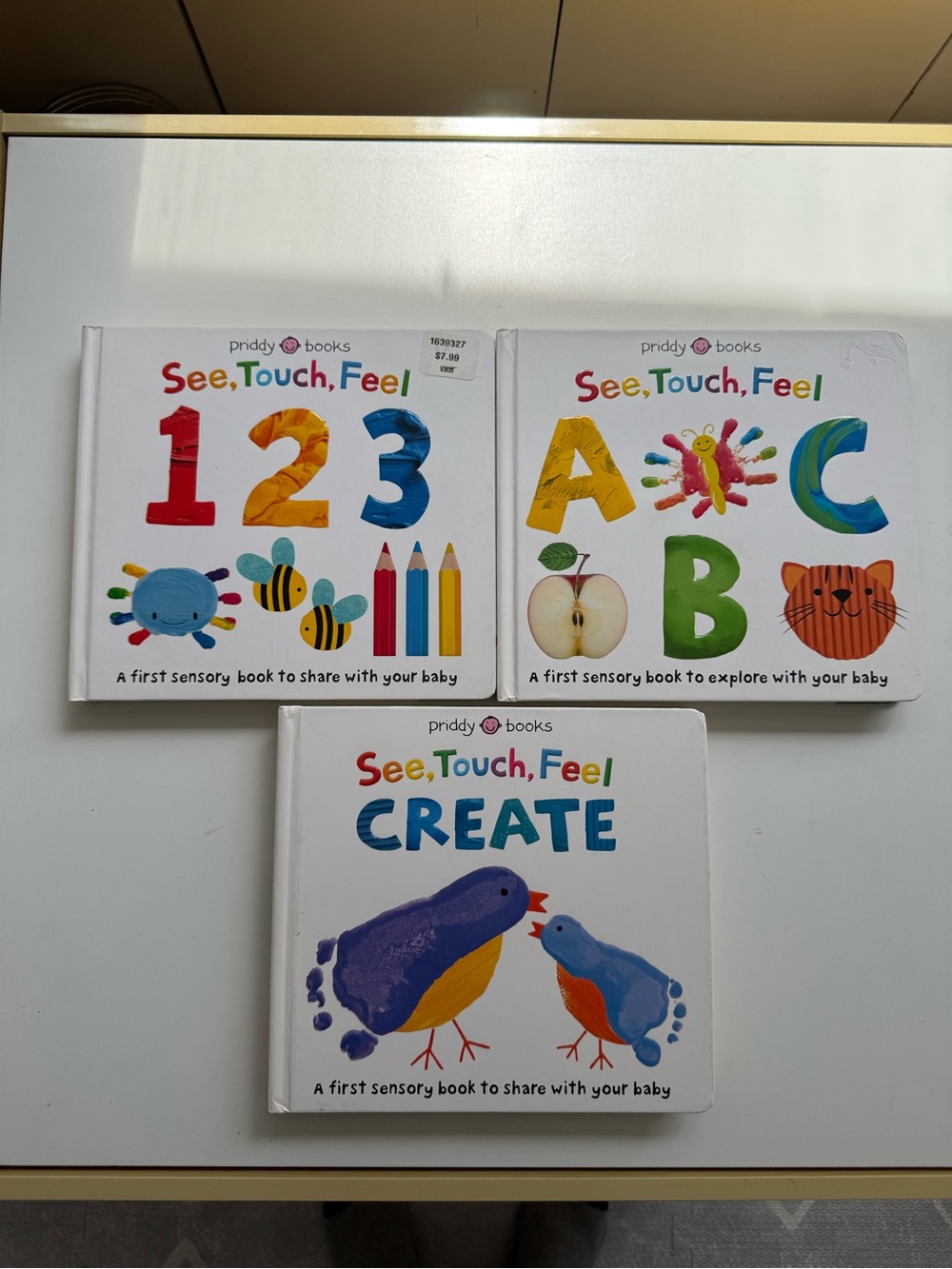 See, Touch, Feel bundle of 3 Books for babies 0+ ABC, 1,2,3 create book